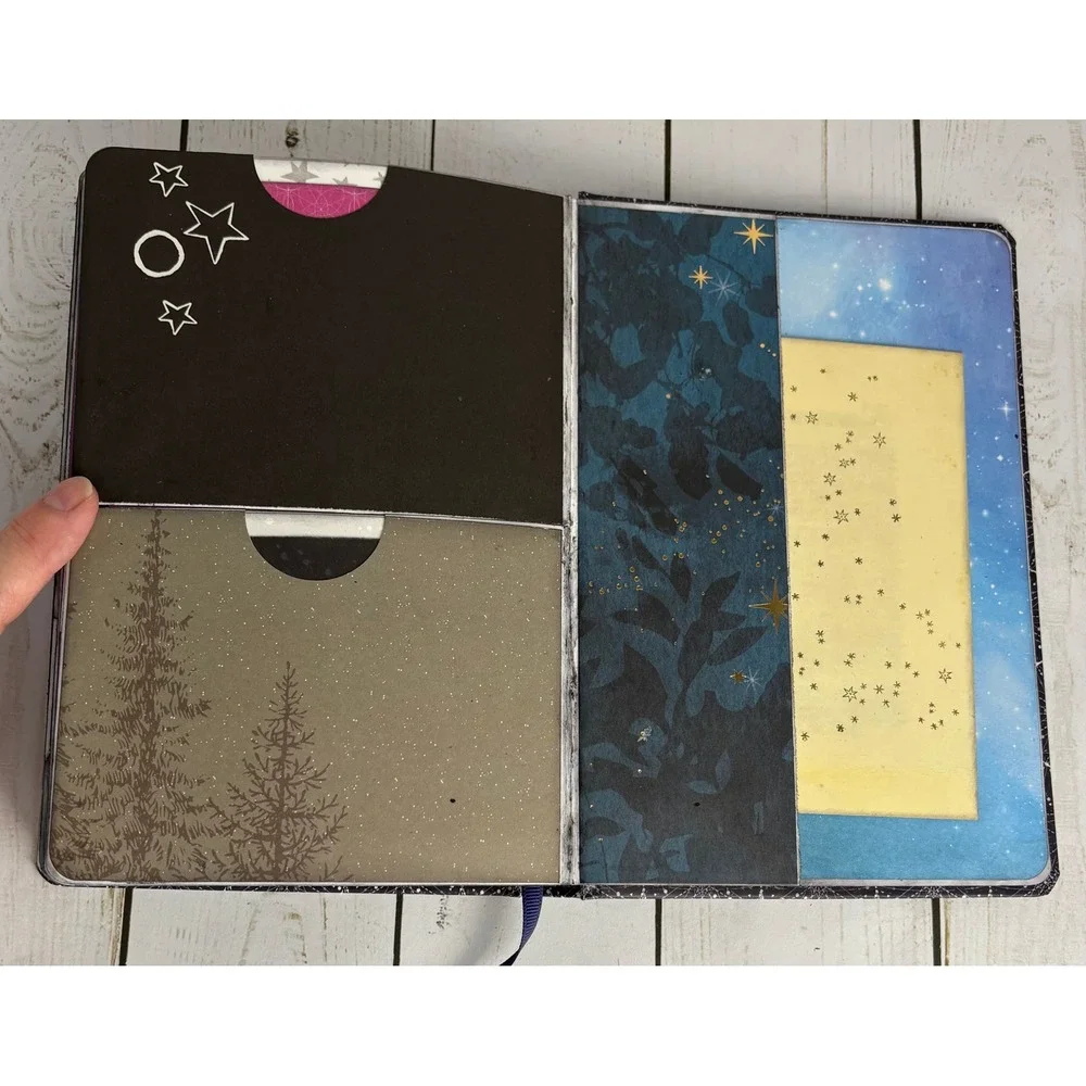 Handmade Celestial Junk Journal Night Sky Moon Stars Constellation Scrapbook